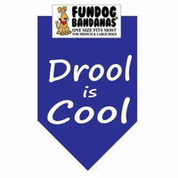 Fun Dog Bandana - Drool is Cool - One Size Fits Most for Med to Lg Dogs, royal blue pet scarf