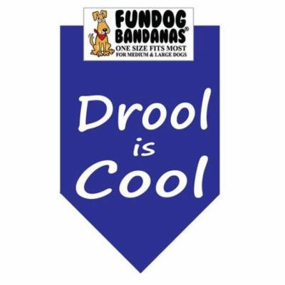 Fun Dog Bandana - Drool is Cool - One Size Fits Most for Med to Lg Dogs, royal blue pet scarf