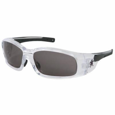 Swagger Safety Glasses, Gray Polycarbon Lenses, Clear/Black Frame