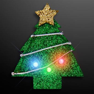 FlashingBlinkyLights Glitter Christmas Tree Flashing LED Light Up Body Light Pins (Set of 25)