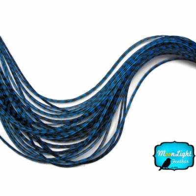 6 Pieces - Xl Royal Blue Thin Grizzly Rooster Hair Extension Feathers