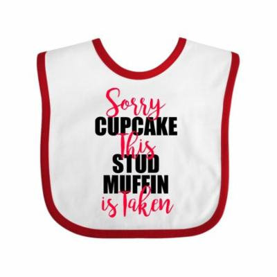 Sorry Cupcakes This Stud Muffin is Taken Baby Bib White/Red One Size