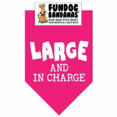 Fun Dog Bandana - LARGE & IN CHARGE - One Size Fits Most for Med to Lg Dogs, hot pink pet scarf