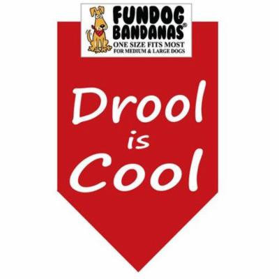 Fun Dog Bandana - Drool is Cool - One Size Fits Most for Med to Lg Dogs, red pet scarf