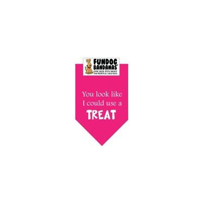 Fun Dog Bandana - You Look Like I Could Use a Treat - One Size Fits Most for Med to Lg Dogs, hot pink pet scarf