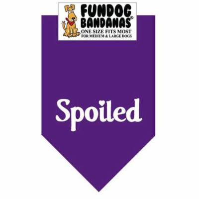 Fun Dog Bandana - SPOILED - One Size Fits Most for Med to Lg Dogs, purple pet scarf