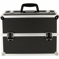 JustCase 4-Tiers Extendable Trays Professional Cosmetic Makeup Case, Black Dot