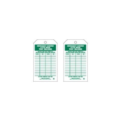 BRADY 86670 Emer Sh & Eye Wash Test Rcd Tag, PK100