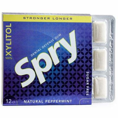 Xlear Spry Dental Defense Gum Natural Peppermint -- 12 Pieces pack of 6