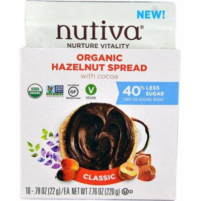 Nutiva Organic Hazelnut Spread with Cocoa Gluten Free Classic -- 10 Packets pack of 3