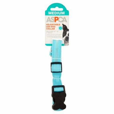 ASPCA Adjustable Led Collars Dog Collar, Medium, Blue