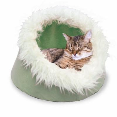 FurHaven Cave Fur-Trimmed Pet Bed Cat Bed
