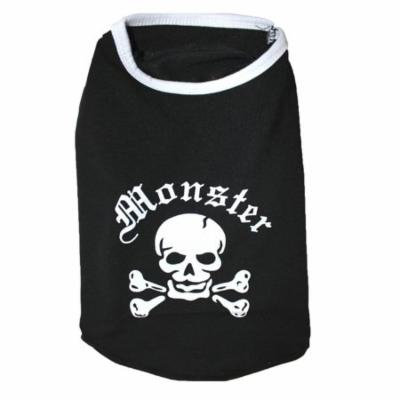 Dog Puppy Cat Pet Clothes Apparel Shirt Tank Vest Skull MONSTER Cotton Black sz M (length - 12