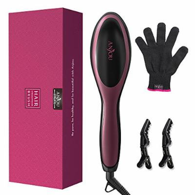 Anjou Hair Straightener Brush with Anion Hair Care Electric Ceramic Heating Straightening Brush