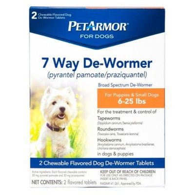 PetArmor 7-Way Deworm Dog Insect Treatment for Dogs Weighing 6-25lbs