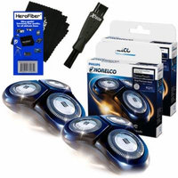 Philips Norelco RQ11 Replacement Heads (2 pack) for 6000 Series / SensoTouch 2D 1150X, 1160X, 1170X & 1180X Electric Shavers + Double Ended Shaver Brush + HeroFiber Ultra Gentle Cleaning Cloth