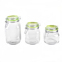 Blue Harbor 3-Piece Glass Canister Set with Green Clip Lids