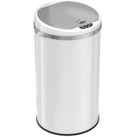 iTouchless Deodorizer 8-Gal Round Sensor Trash Can, Pearl White