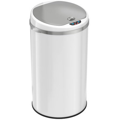 iTouchless Deodorizer 8-Gal Round Sensor Trash Can, Pearl White