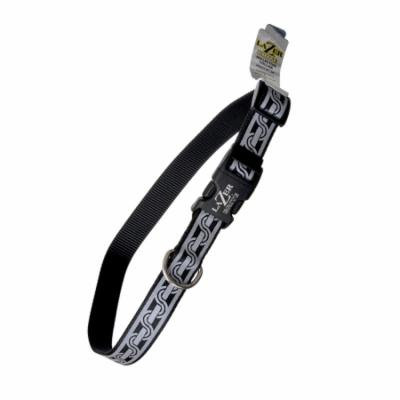 Lazer Brite Reflective Open Design Adjustable Dog Collar Black Chain Link - 18