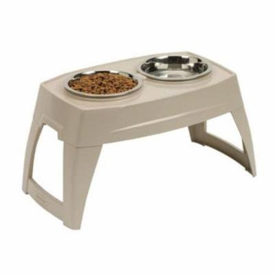 Suncast Elevated Double Bowl Dog Feeder Taupe