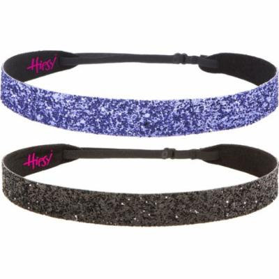 Hipsy Women's Adjustable NON SLIP Wide Bling Glitter Black Duo 2pk (Black & Purple)
