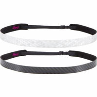 Hipsy 2pk Women's Adjustable NO SLIP WORKOUT Headbands Multi Gift Pack (Silver & Black)
