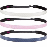Hipsy 3pk Women's Adjustable NO SLIP WORKOUT Headbands Multi Gift Pack (White/Pink/Navy)