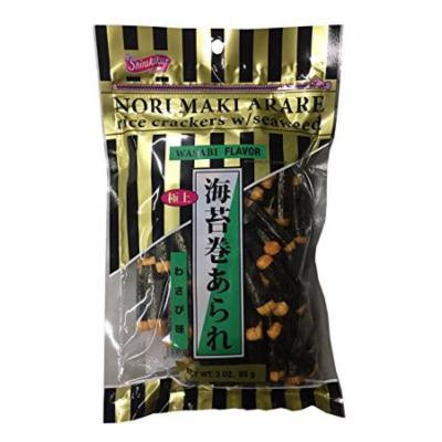 Nori Maki Arare Rice Crackers with Seaweed Wasabi Flavor 3 oz per Pack (1 Pack)