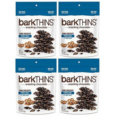 BarkThins Snacking Chocolate 4.7oz (Dark Chocolate Pretzel, 4 Pack)