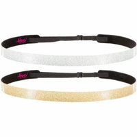 Hipsy Women's Adjustable NON SLIP Skinny Glitter 2pk (Silver & Gold)