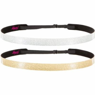 Hipsy Women's Adjustable NON SLIP Skinny Glitter 2pk (Silver & Gold)