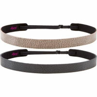 Hipsy Women's Adjustable NO SLIP Genuine Leather Motorcycle Skinny Headband (Skinny Black & Tan 2pk)