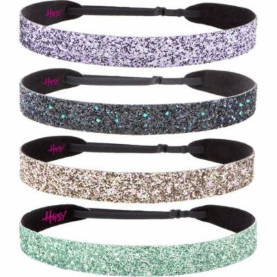 Hipsy Adjustable No Slip Cute Fashion Bling Glitter Headbands for Women Gift Pack (Wide Seafoam/Rose Gold/Peacock/Princess 4pk)