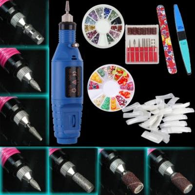 iMeshbean Professional Colorful Nail Art Drill Kit Electric File Buffer Acrylics 6 File Pedicure Machine, Blue