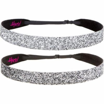 Hipsy Women's Adjustable NON SLIP Wide Bling Glitter Gunmetal Duo 2pk (Gunmetal & Silver)