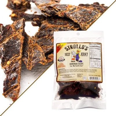 Strollo's Beef Jerky Sampler - Variety 4 Pack (1 of each flavor) Low Sodium, Low Carb, Low Sugar - Made with all Natural USA Beef, USDA Certified