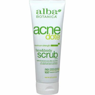 4 Pack - Alba Botanica Acne Dote Face & Body Scrub, Maximum Strength 8 oz