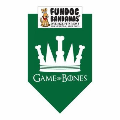 Fun Dog Bandana - Game of Bones - One Size Fits Most for Med to Lg Dogs, forest green pet scarf
