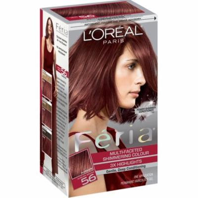 6 Pack - L'Oreal Feria Multi-Faceted Shimmering Colour, Warmer, 56 Auburn Brown, 1 ea