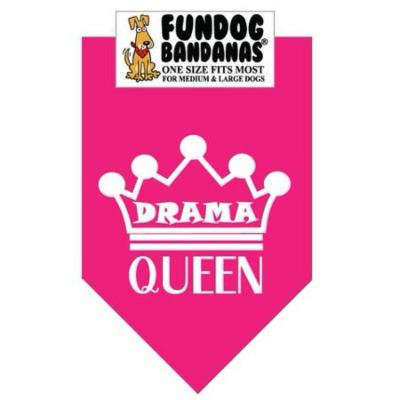 Fun Dog Bandana - Drama Queen - One Size Fits Most for Med to Lg Dogs, hot pink pet scarf