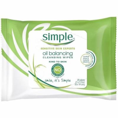 Simple Sensitive Skin Experts Oil Balancing Cleansing Wipes 25 ea