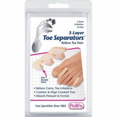 4 Pack - PediFix 3-Layer Toe Separators Small, Medium, Large 6 Each