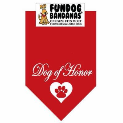 Fun Dog Bandana - Dog Of Honor - One Size Fits Most for Med to Lg Dogs, red pet scarf