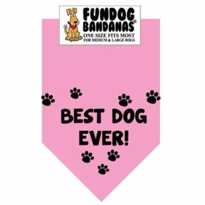Fun Dog Bandana - Best Dog Ever - One Size Fits Most for Med to Lg Dogs, light pink pet scarf
