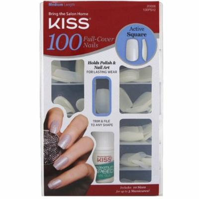 3 Pack - KISS Nails 100 Full Cover Medium Length Nails Kit, Active Square 1 ea