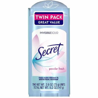6 Pack - Secret Invisible Solid Antiperspirant & Deodorant, Twin Pack, Powder Fresh 2.60 oz, 2 ea