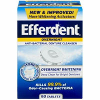 3 Pack - Efferdent PM Overnight Anti-Bacterial Denture Cleanser Tablets 90 ea