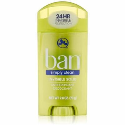 3 Pack - Ban Antiperspirant Deodorant Invisible Solid, Simply Clean 2.60 oz