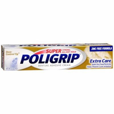 Super Poligrip Denture Adhesive Cream, Extra Care, 2.2 Oz, 6 Pack